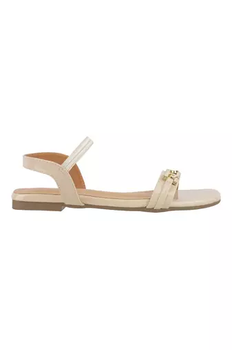 Chic beige strap sandals with gold accent