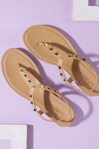 Lazera women's studded t-strap flats (1540)