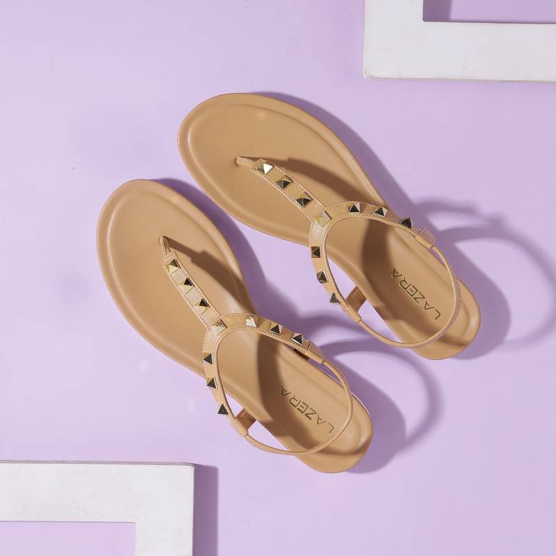 Lazera women's studded t-strap flats (1540)