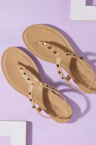 Lazera women's studded t-strap flats (1540)