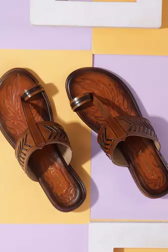 Lazera women's traditional tan kolhapuri flats (1542)