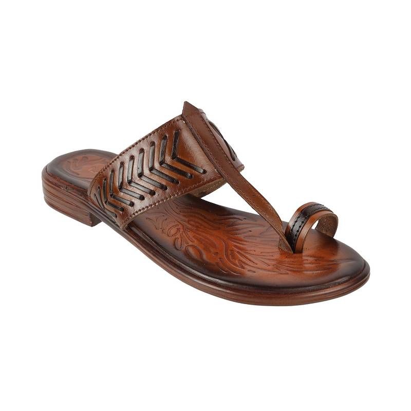 Lazera women's traditional tan kolhapuri flats (1542)