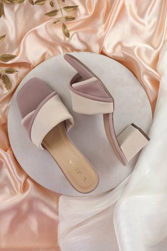 Lazera dual-tone textured block heels