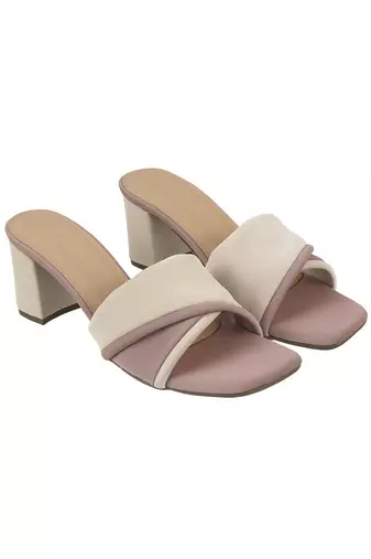 Lazera dual-tone textured block heels
