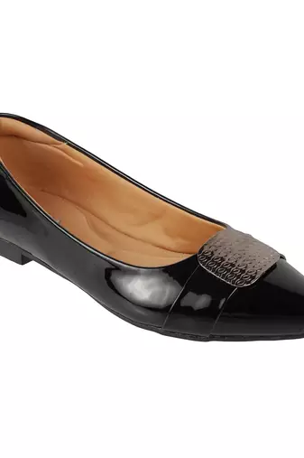 Lazera women's black patent formal ballerinas (1568)