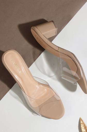 Lazera women's transparent strap block heels (1571)