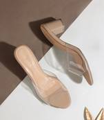 Lazera women's transparent strap block heels (1571)
