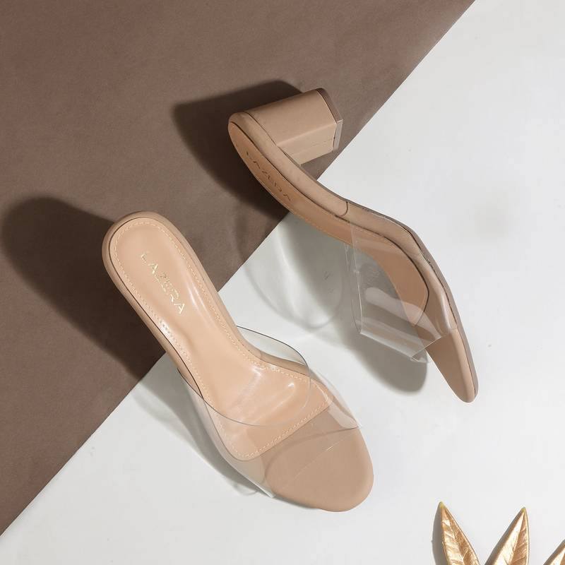 Lazera women's transparent strap block heels (1571)
