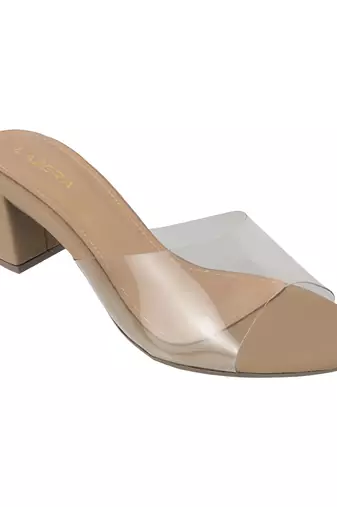 Lazera women's transparent strap block heels (1571)