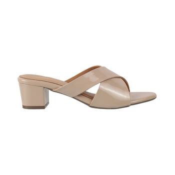 Lazera women's beige gloss block heels (1572) 2