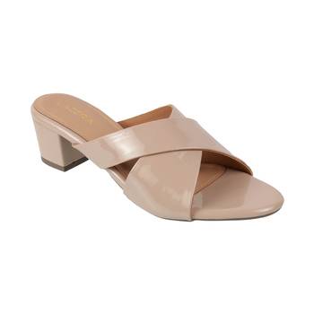 Lazera women's beige gloss block heels (1572) 3