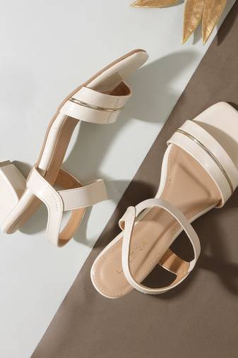 Lazera women's mid block elastic strap heels (1573)