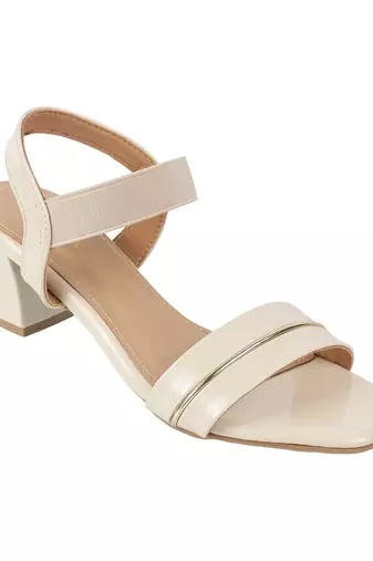 Lazera women's mid block elastic strap heels (1573)