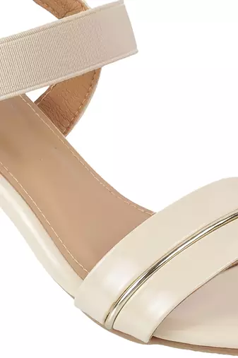 Lazera women's mid block elastic strap heels (1573)
