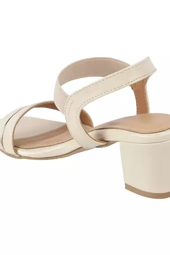Lazera women's mid block elastic strap heels (1573)