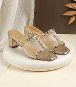 Lazera studded mesh block heel sandals (1577)`