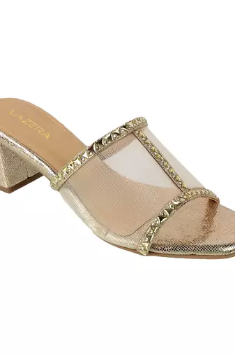 Lazera studded mesh block heel sandals (1577)`