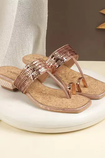 Lazera partywear toe ring flats with mini box heel (1579)