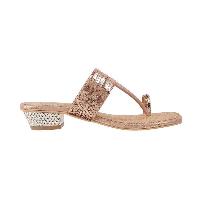 Lazera partywear toe ring flats with mini box heel (1579)