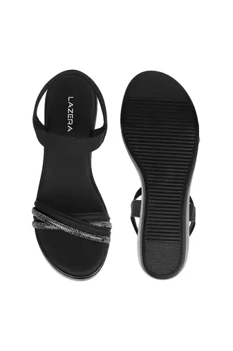 Lazera women   s platform wedge sandals with elastic strap (1588)