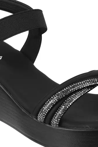 Lazera women   s platform wedge sandals with elastic strap (1588)