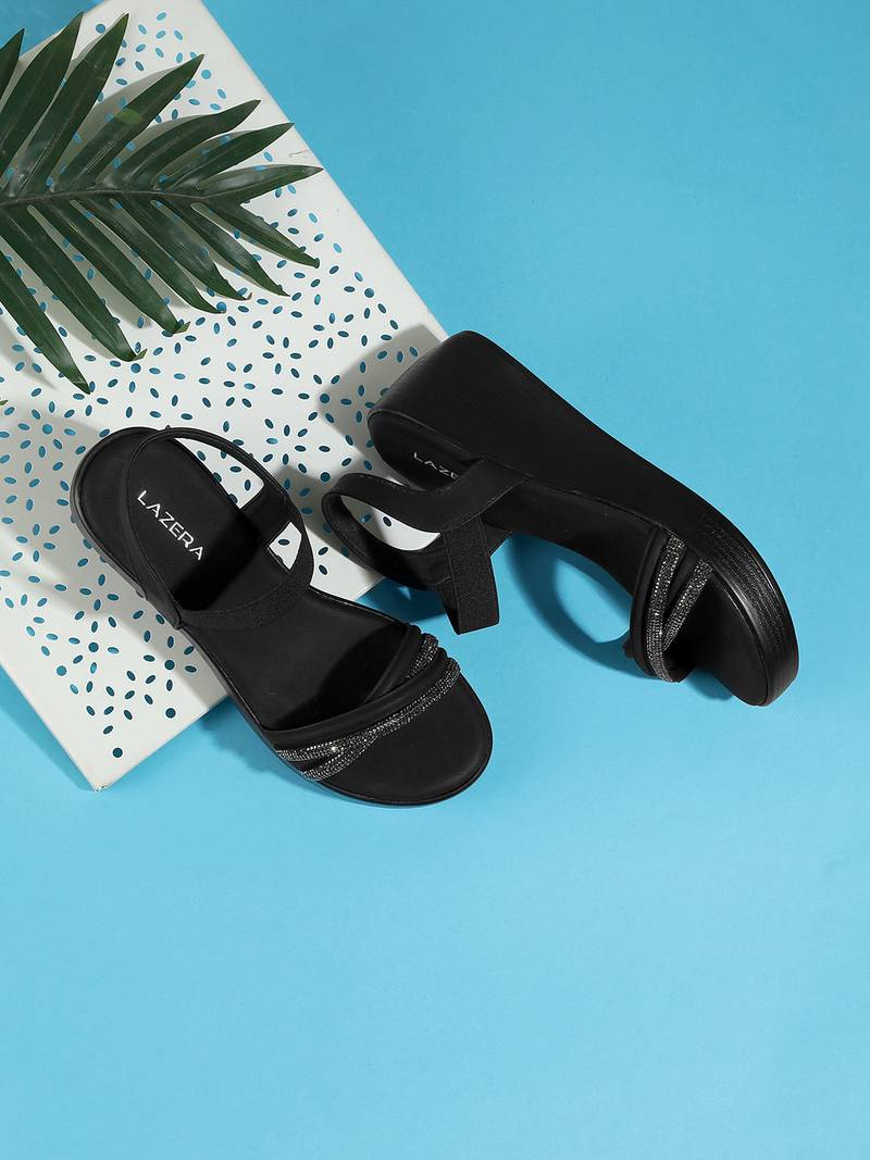 Lazera women’s platform wedge sandals with elastic strap (1588)