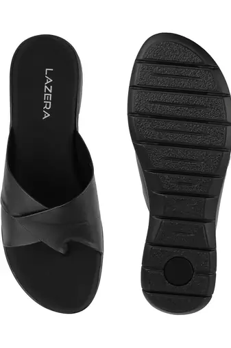 Softgrip everyday vegan leather toe-loop flats for women (1590)