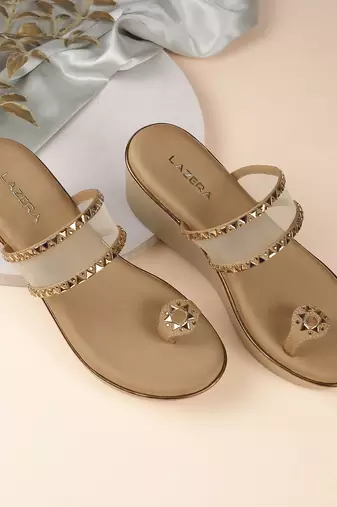 Lazera women’s transparent strap wedge toe ring sandals (1594)