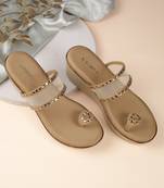 Lazera women’s transparent strap wedge toe ring sandals (1594)