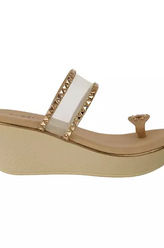 Lazera women   s transparent strap wedge toe ring sandals (1594)