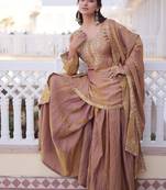 brown fendi crush zari sharara suit plus size