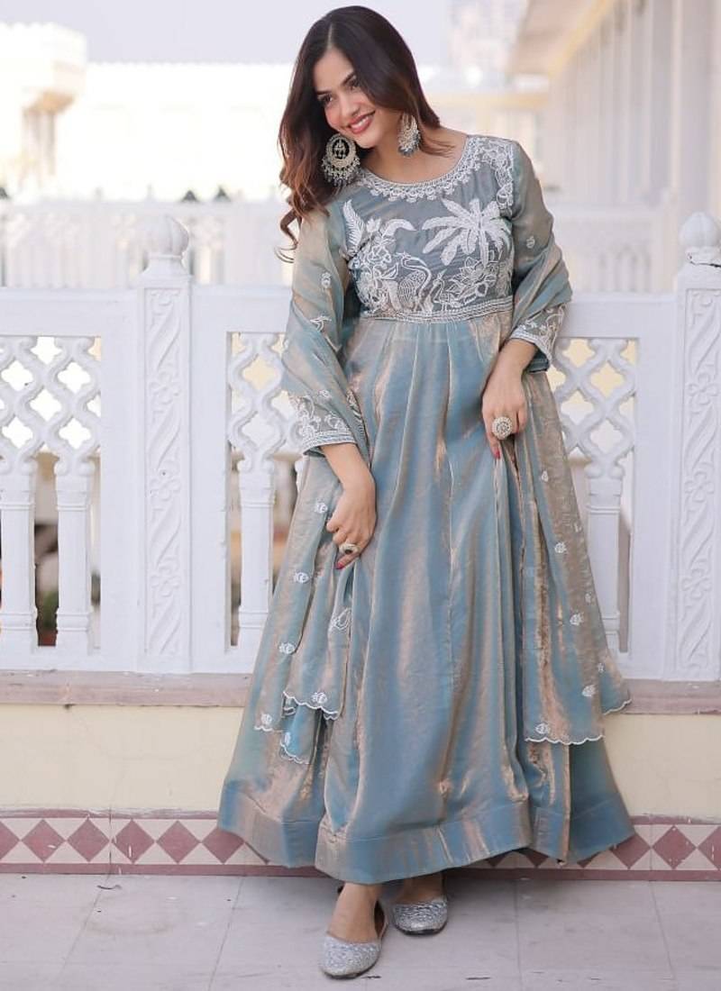 Fendi satin with thread & sequins embroidered work