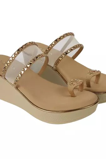 Lazera women   s transparent strap wedge toe ring sandals (1594)
