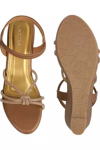 Lazera women   s strappy wedge party sandals (1605)
