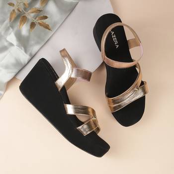 Lazera women   s metallic strap wedge sandals (1606) 1