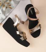 Lazera women’s metallic strap wedge sandals (1606)
