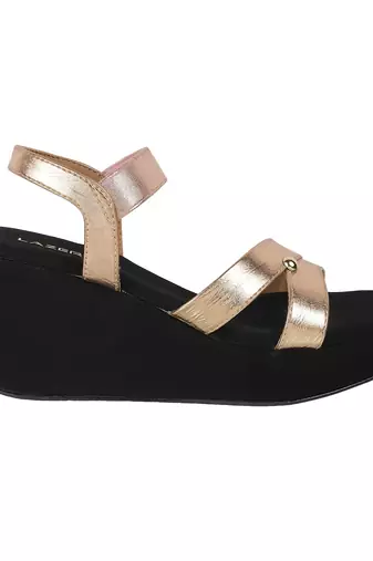 Lazera women   s metallic strap wedge sandals (1606)