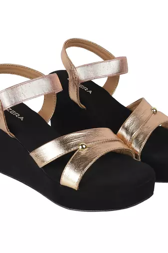 Lazera women   s metallic strap wedge sandals (1606)