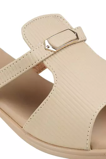 Women   s elegant buckle strap mid-heel slides (1609)