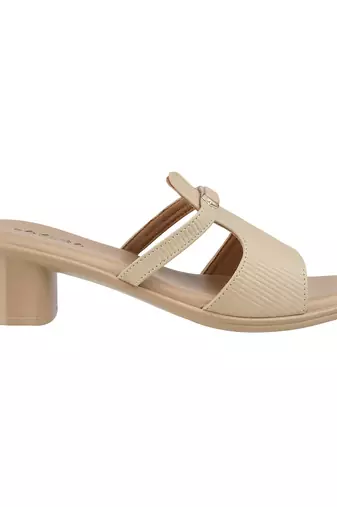 Women   s elegant buckle strap mid-heel slides (1609)