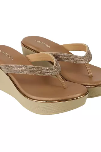 Lazera women   s embellished wedge thong sandals (1611)