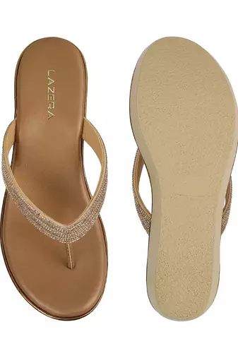 Lazera women   s embellished wedge thong sandals (1611)