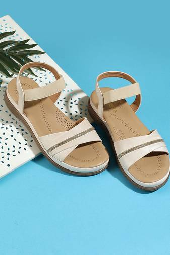 Lazera women’s comfort strap slip-on sandals with elastic support (1619)