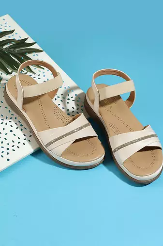 Lazera women’s comfort strap slip-on sandals with elastic support (1619)