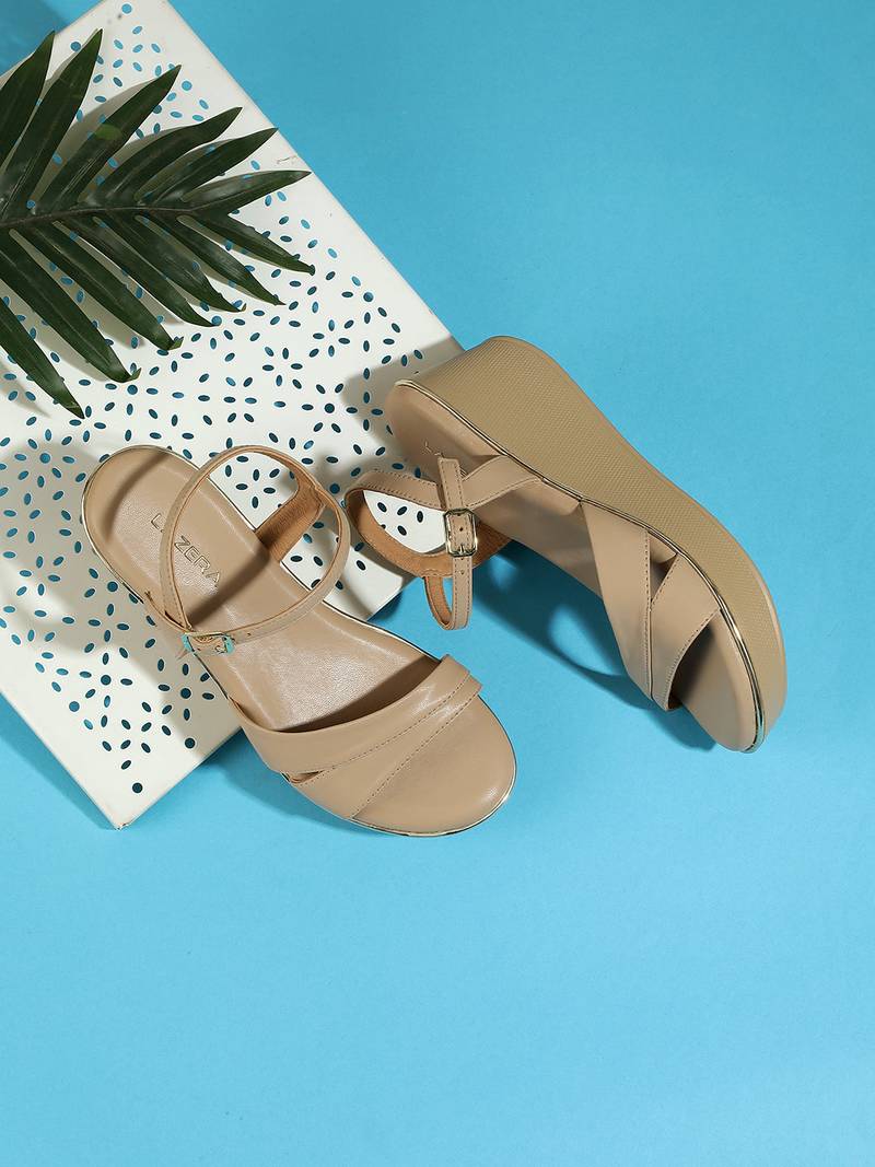 Lazera women’s platform wedge sandals with ankle strap (1620)