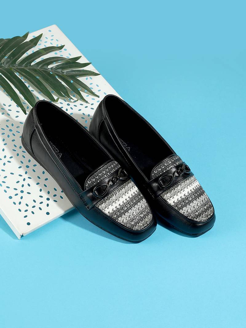 Lazera women’s loafers with woven detail & metal accent (1622)