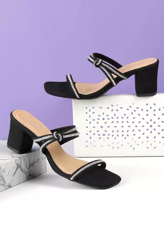 Lazera women’s partywear block heel sandals with crystal straps