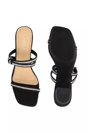 Lazera women   s partywear block heel sandals with crystal straps
