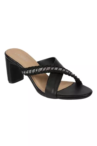 Lazera women   s block heel sandals with braided crystal strap