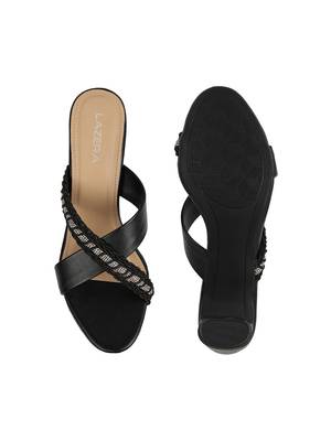 Lazera women   s block heel sandals with braided crystal strap 3
